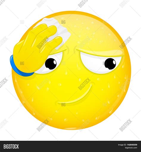 Emoji Wipes Sweat Image And Photo Free Trial Bigstock