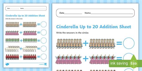 Cinderella Up To 20 Addition Sheet Teacher Made Twinkl