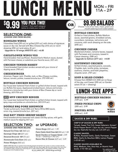 Wings And Rings Menu With Prices Updated May 2024