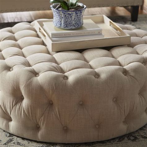 Bourges Round Tufted Cocktail Ottoman Ottoman Mobile Home Decorating