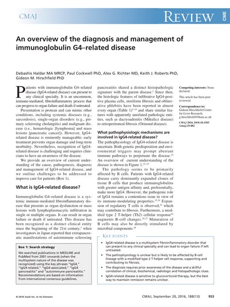 Pdf An Overview Of The Diagnosis And Management Of Immunoglobulin G