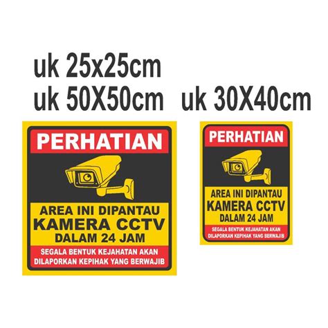 Jual Stiker Perhatian Area Ini Dipantau Cctv Jam Shopee Indonesia