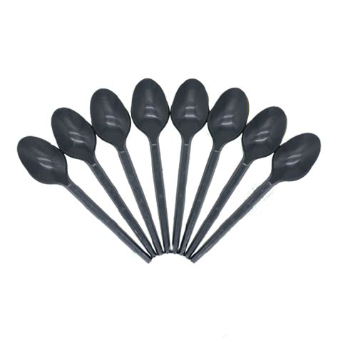 Black Plastic Spoon Pcs Morgap