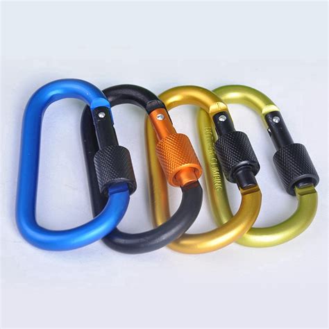 Locking Carabiner Alloy D Ring Key Chain Clip Snap Hook Karabiner