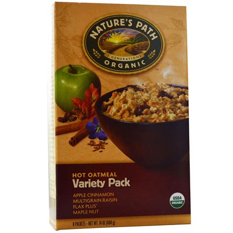 Nature S Path Organic Hot Oatmeal Variety Pack 8 Packets 50 G Each