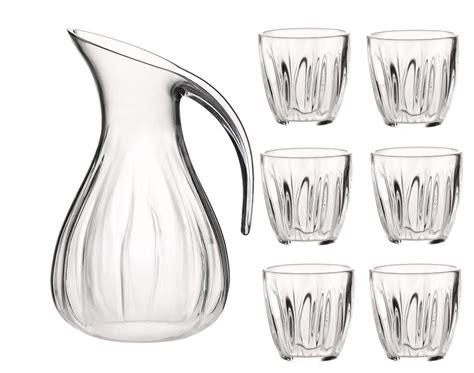 Guzzini Set Caraffa Con 6 Bicchieri Aqua Trasparente Bicchieri