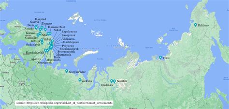 List Of Settlements Above The Arctic Circle With A Maps On The Web