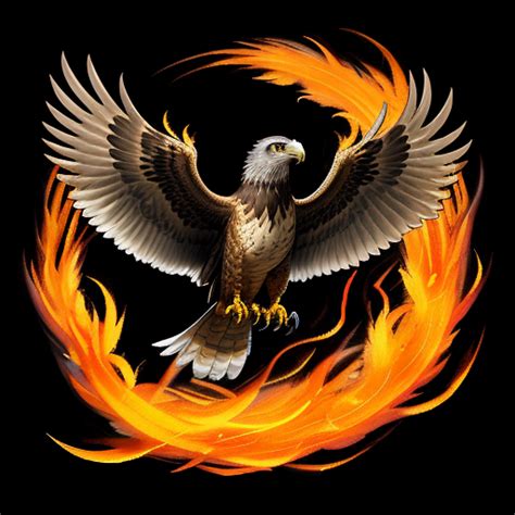 Print 4k Images A Flying Hawk Made Of Fire Feathers Made Of