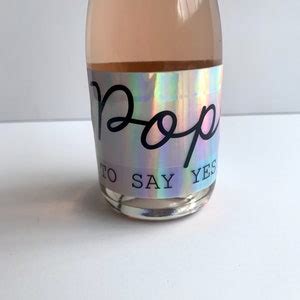 Holographic Bridal Mini Champagne Bottles Labels Bridesmaid Etsy