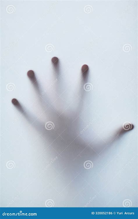 Hand, Scary and Horror with Person, Glass and Body Figure with Ghost, Mockup Space and Fear on ...