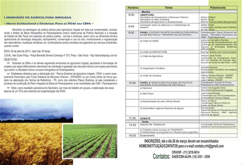 FÓRUM AGRICULTURA IRRIGADA I Seminário de Agricultura Irrigada