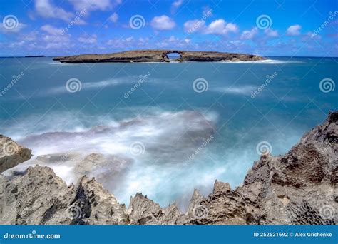 Laie Sea Arch And Rocky Cliff Beach In Oahu Hawaii Stock Photo Image