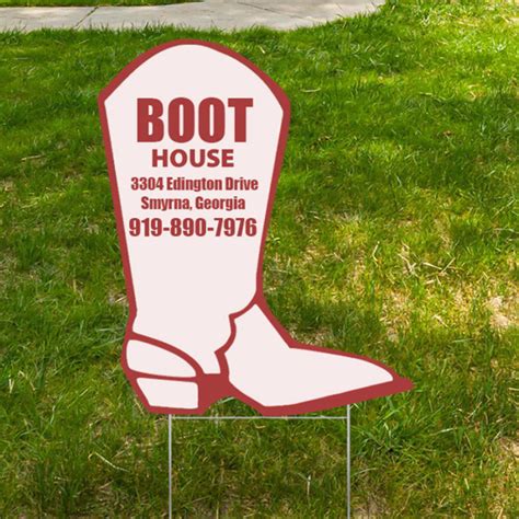 24 X 18 Custom Boot Shaped Yard Signs Full Color