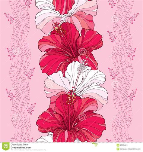 O Teste Padr O Sem Emenda Hibiscus Chin S Floresce Em Vermelho E No