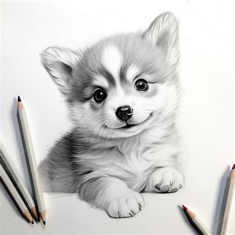 Premium Photo | Pencil sketch cute baby dog animal drawing image ...