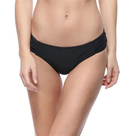 Solid Panty Bikini Bottom Sexy Women Swimwear Shirred Side Mid Waist