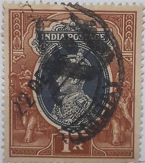 British India 1 Rupee Postage Stamp Used Very Much Rare Bidcurios