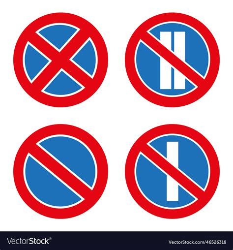 European Road Signs Stopping Royalty Free Vector Image