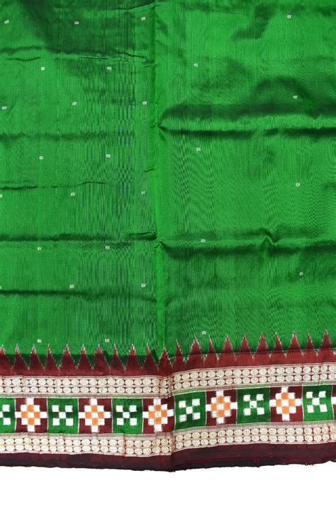 Green Colour Pasapali Border Sambalpuri Handloom Bandha Silk Saree