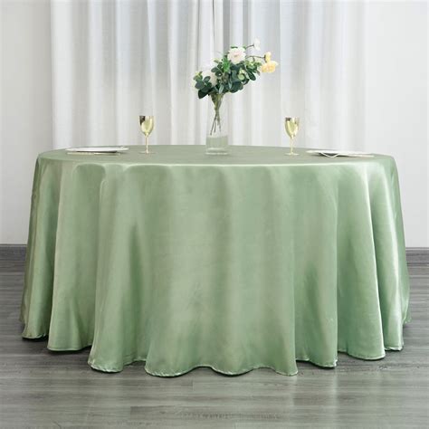 120 In Sage Green Seamless Satin Tablecloth