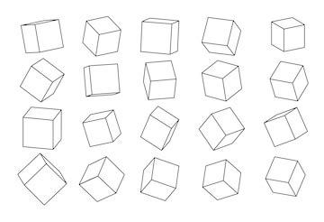 Premium Vector | A set of cube icons with a perspective 3d cube model ...