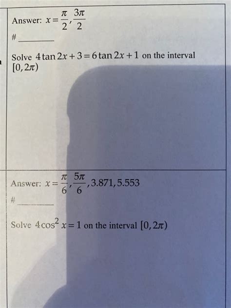 Solved Tt 377 Answer X Solve 4 Tan 2x 3 6 Tan 2x 1 On