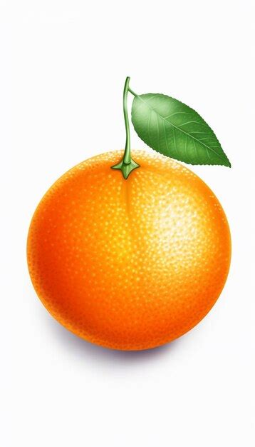 Premium Photo Realistic Illustration Of An Orange With A Leaf On Top