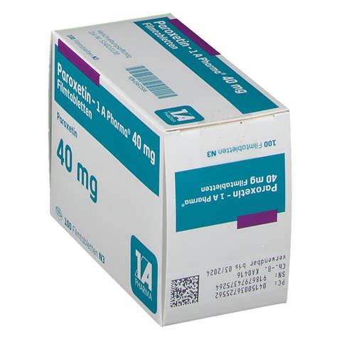 Paroxetin 1A Pharma 40Mg 100 St Mit Dem E Rezept Kaufen Shop Apotheke