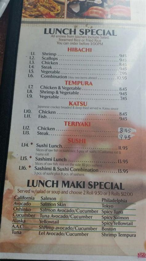 Menu at Fancy Q Sushi Bar and Grill, Brunswick