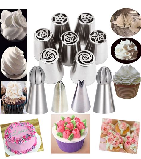 Kootips 11pcs Set Sphere Ball Tips Make Flowers And Leaf Tips Russian Icing Piping Nozzles Tips