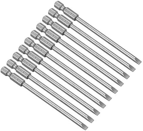 Sourcing Map 10 Pcs 4mm Slotted Tip Magnetic Flat Head Screwdriver Bits