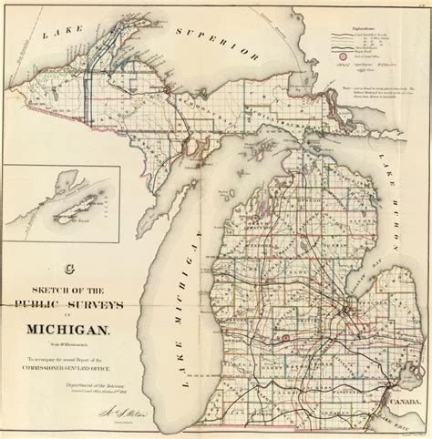 Old Historical City, County and State Maps of Michigan