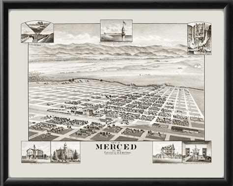 Merced Ca 1888 Restored Map Vintage City Maps