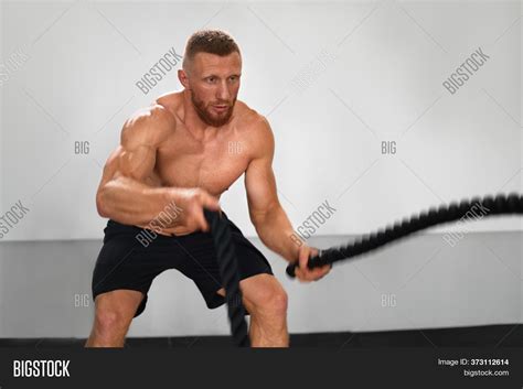 Gym Battle Rope Man Image And Photo Free Trial Bigstock