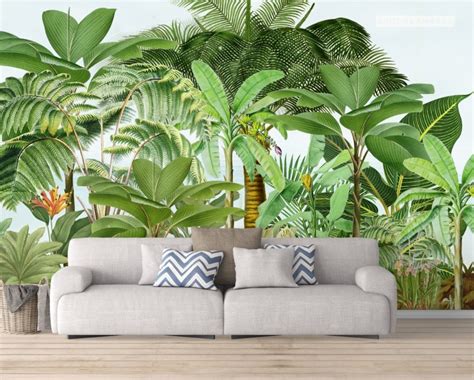 Jungle Mural Tropical Wallpapers Tropical Wall Custom Wall Wallpaper