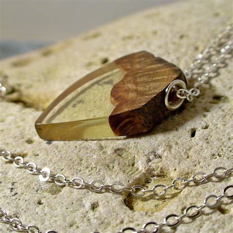 Light Yellow Oak Wood And Resin Necklace Natural Jewelry