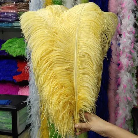 Hot Sales New Pcs Pretty Pale Yellow Ostrich Feathers Cm