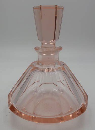 Vintage Art Deco Pink Depression Glass Perfume Bottle