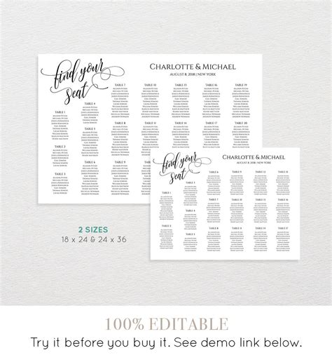 Seating Chart Template Table Arrangement Setaing Plan - Etsy