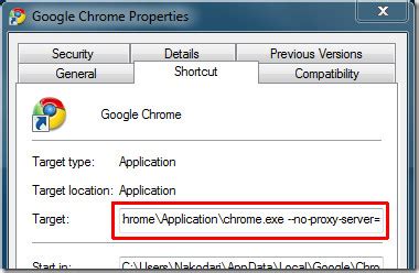 Google Chrome Proxy Server Settings