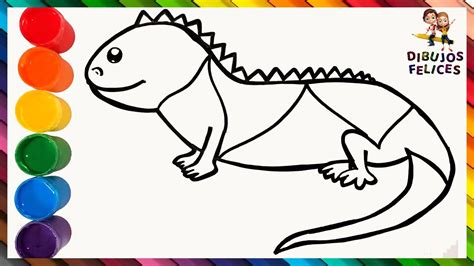 Cómo Dibujar y Colorear una Iguana de Arco Iris Dibujos Para Niños