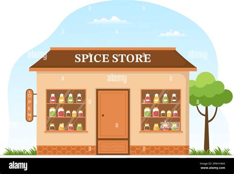 Spice Shop With Different Hot Spices Condiment Exotic Fresh Seasoning