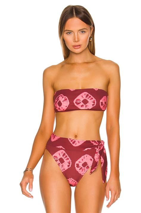 Zimmermann Separates Sculpt Bandeau Bikini Top In Raspberry Tie Dye