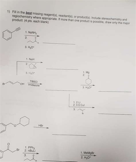 Solved 1 Fill In The Best Missing Reagents Reactants Or Products Course Hero