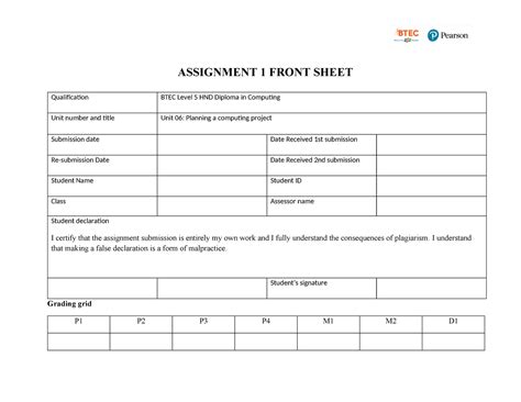 Unit Assignment Frontsheet Assignment Front Sheet