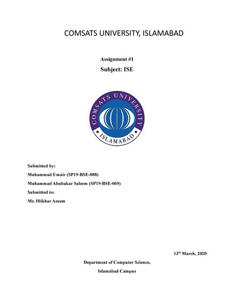 Ise Assignemnt Software Process Model Assignment Comsats University