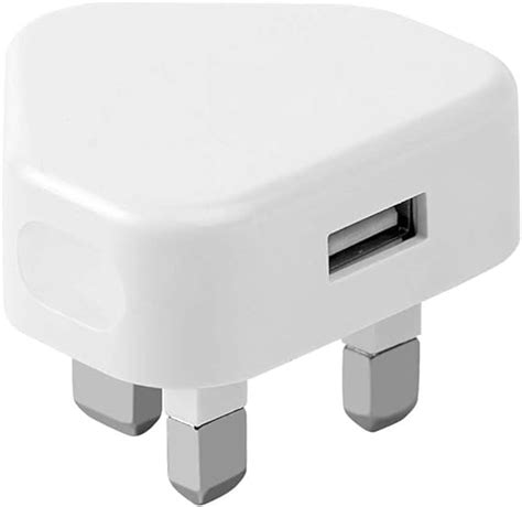 White Usb Plug For Iphone Uk 3 Pin Adapter Wall Plug Charger Phone