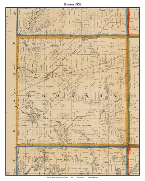 Bronson Old Town Map With Homeowner Names Michigan Etsy