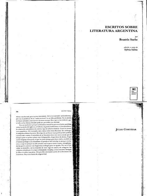 Sarlo Sobre Córtazar En Escritos Sobre Literatura Argentina Pdf