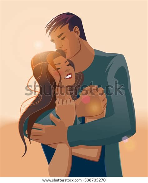 Embraces Loving Couple Vector Illustration Stock Vector Royalty Free